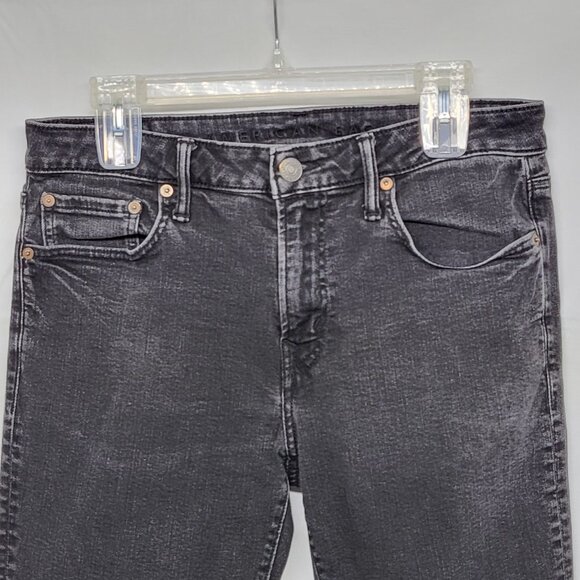 American Eagle AirFlex Jeans Mens 32 X 32 Slim Straight Black Denim Pants - Picture 2 of 16
